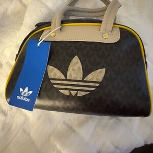 Adidas Black and Beige Travel Bag